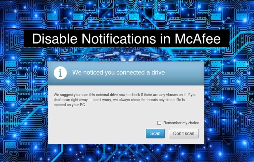 mcafee disable notification